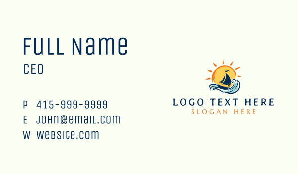 Ocean Boat Wave Business Card Design Image Preview
