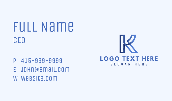 Blue Outline Letter K Business Card Design Image Preview
