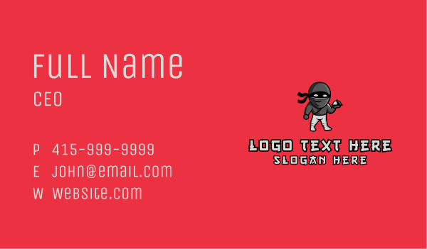 Ninja Food Waiter Business Card Design Image Preview