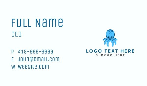 Blue Octopus Character Business Card Design Image Preview