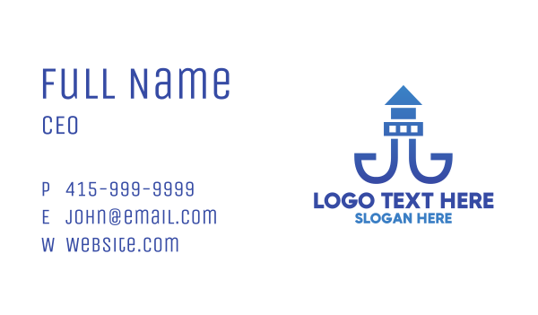 Blue Lighthouse Tower Business Card Design Image Preview