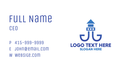 Blue Lighthouse Tower Business Card