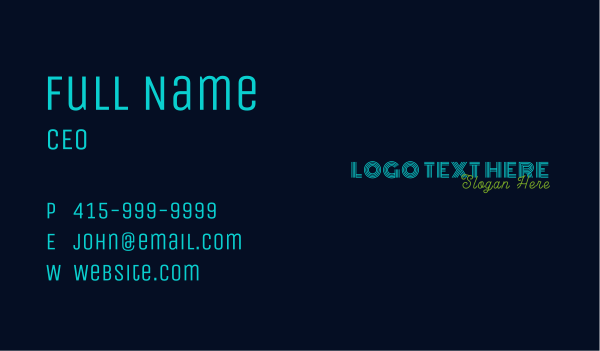 Retro Neon Wordmark Business Card Design Image Preview