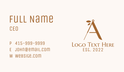 Acupuncture Needle Letter A  Business Card Image Preview