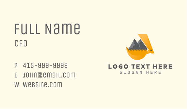 Excavator Bucket Mountain Business Card Design Image Preview