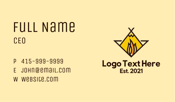 Fire Camping Adventure Business Card Design Image Preview