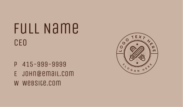 Logging Chainsaw Badge Business Card Design Image Preview