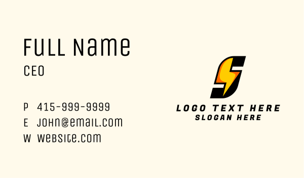 Electricity Thunder Letter S Business Card Design Image Preview