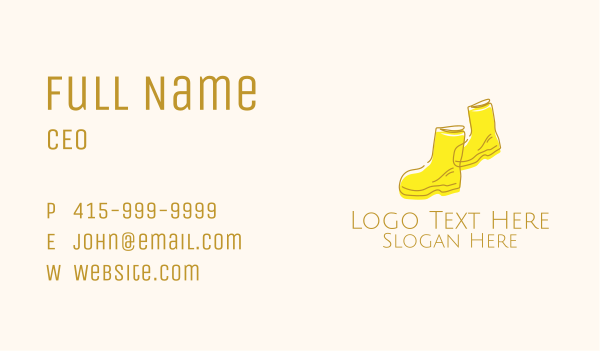 Simple Yellow Rain Boots Business Card Design Image Preview