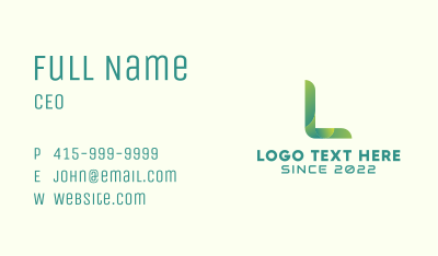 Green Letter L Business Card