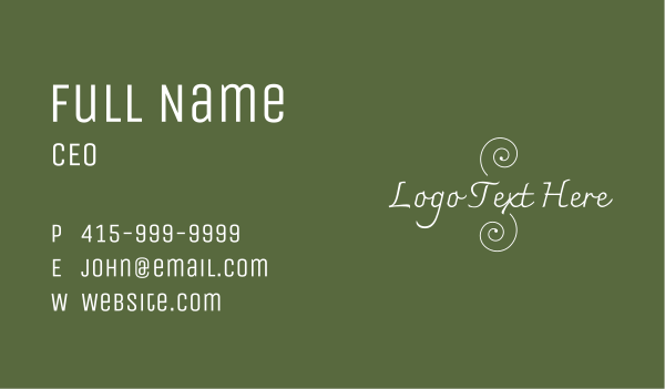 Minimalist White Wordmark  Business Card Design Image Preview