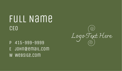 Minimalist White Wordmark  Business Card Image Preview