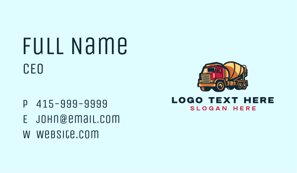 Cement Mixer Truck Business Card Design Image Preview