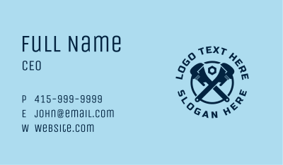 Wrench Handyman Plumber Badge Business Card Image Preview