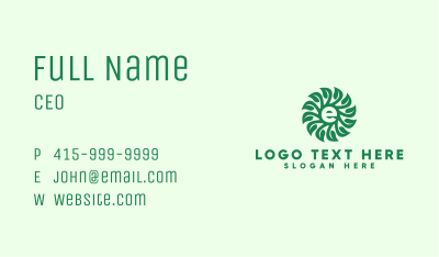 Eco Gardening Letter E Business Card Image Preview