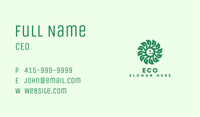 Eco Gardening Letter E Business Card Image Preview