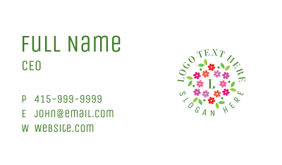 Circular Flower Emblem Business Card
