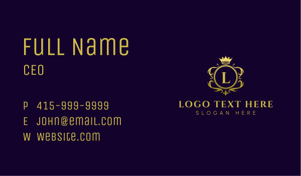 Royal Ornate Crown Lettermark Business Card Design Image Preview