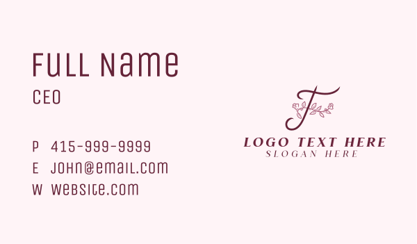 Aesthetic Floral Spa Letter F Business Card Design Image Preview