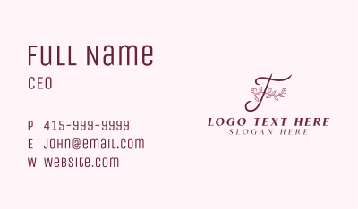 Aesthetic Floral Spa Letter F Business Card Image Preview