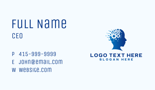 Pixel Cogwheel Mind Business Card Design Image Preview