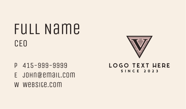 Etched Triangle Letter V Business Card Design Image Preview