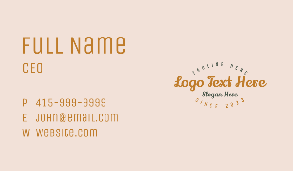 Retro Quirky Wordmark Business Card Design Image Preview