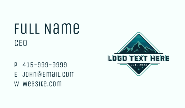 Trekking Mountain Peak Business Card Design Image Preview