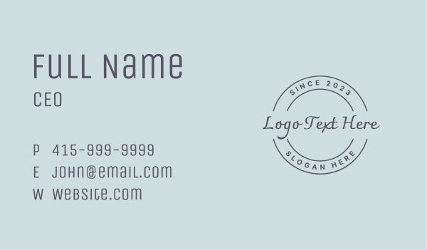 Stylish Business Round Wordmark Business Card Design Image Preview