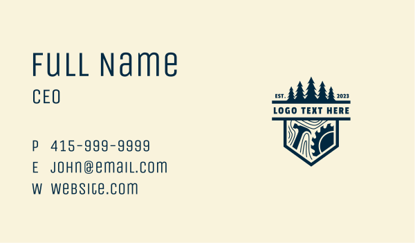 Hammer Saw Tree Logging Business Card Design Image Preview