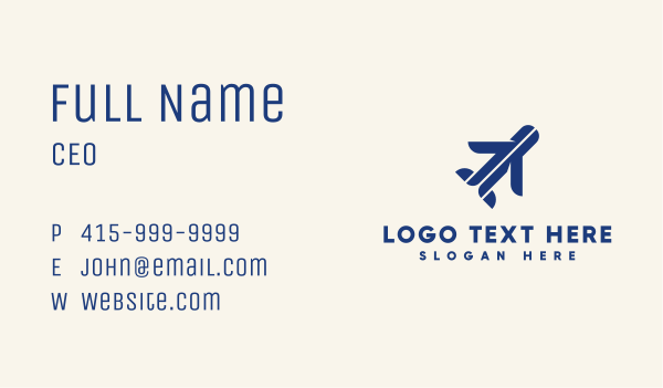 Minimalist Travel Airplane Business Card Design Image Preview