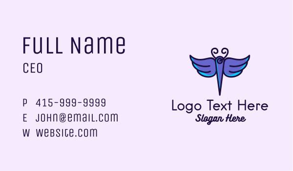 Purple Butterfly Needle Business Card Design Image Preview
