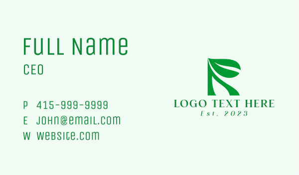 Organic Gardening Letter R  Business Card Design Image Preview