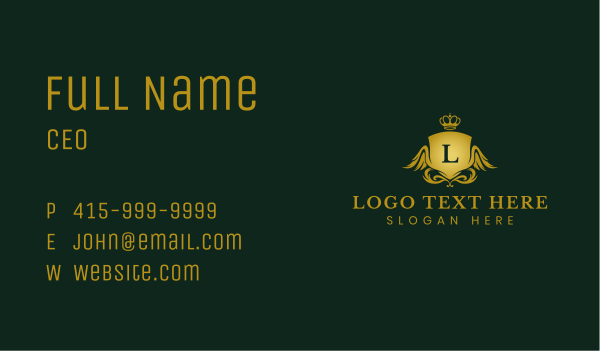 Royal Ornate Shield Wings Business Card Design Image Preview