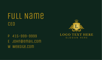 Royal Ornate Shield Wings Business Card Image Preview