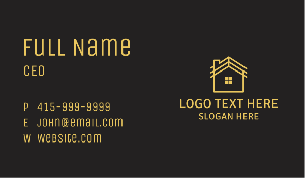 Simple Yellow House Business Card Design Image Preview