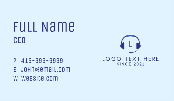 Blue Headphones Letter Business Card Design Image Preview