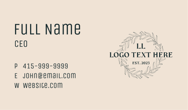 Elegant Wreath Fashion Letter Business Card Design Image Preview