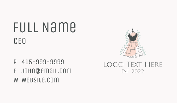 Tailoring Gown Fashion  Business Card Design