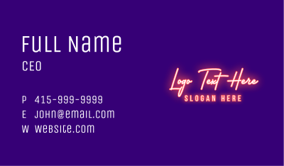 Neon Signature Light Business Card Image Preview
