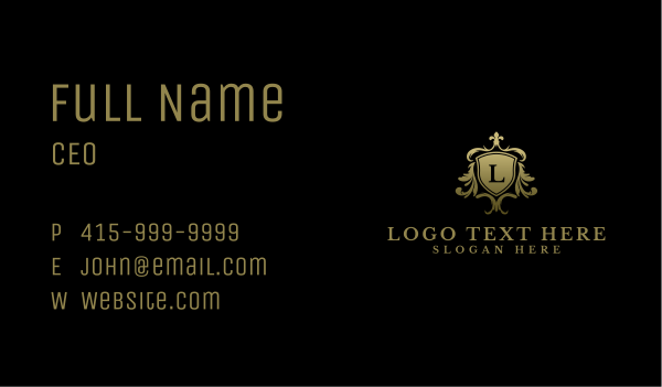 Premium Ornate Crest Shield Business Card Design Image Preview