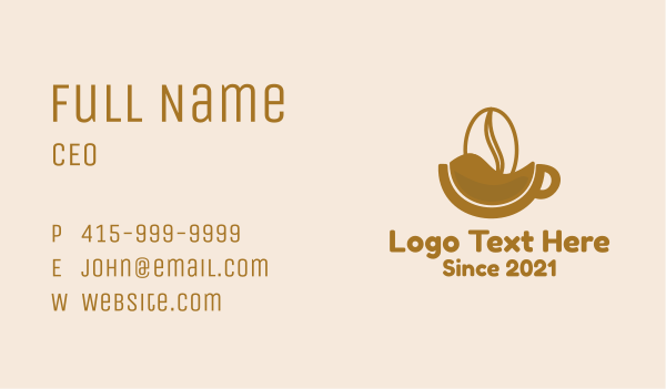 Brown Coffee Bean Mug  Business Card Design Image Preview