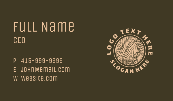Round Wood Texture Business Card Design Image Preview