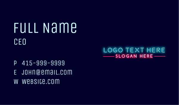 Retro Neon Light Business Card Design Image Preview