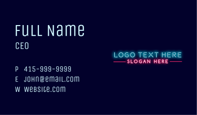 Retro Neon Light Business Card Image Preview