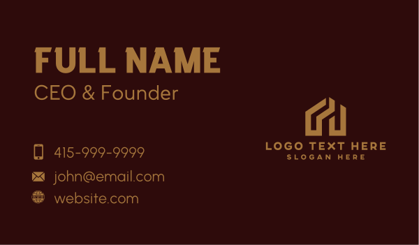 Gold Residential Building Business Card Design