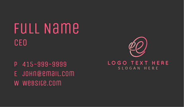 Pink Business Letter E Business Card Design Image Preview