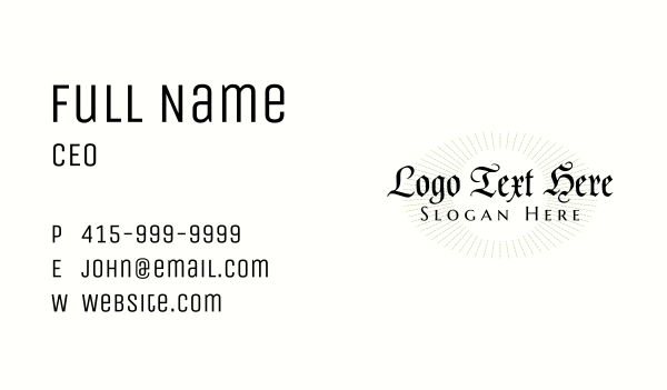 Folk Rustic Blackletter Wordmark Business Card Design