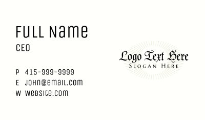 Folk Rustic Blackletter Wordmark Business Card