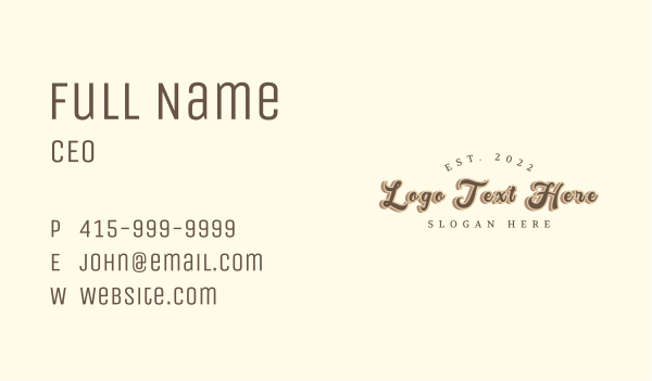 Vintage Artsy Wordmark Business Card Design Image Preview